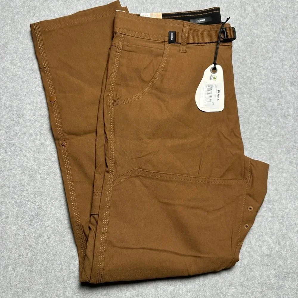Prana Stretch Zion Slim Pant II Mens 34x30 Sepia Brown Tapered Leg 1969831 NWT